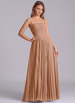 Azazie Mina Jurken voor bruidsmeisjes Jurk van Chiffon met A-Lijn Geplooid Champagne Roos image6