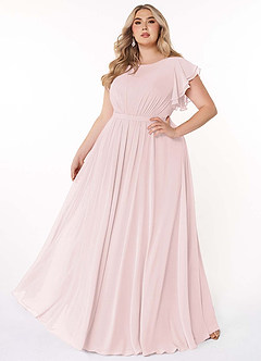 Azazie Daphne Modest Bridesmaid Dresses A-Line Ruffled Chiffon Floor-Length Dress image7