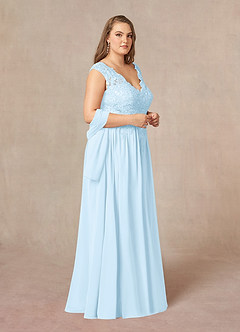 Azazie Amethyst Mother of the Bride Dresses Sky Blue A-Line V-Neck Sequins Chiffon Dress image11