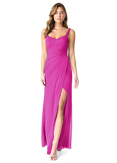 Azazie Verami Jurken voor bruidsmeisjes Jurk van Mesh met Zeemeermin Kant Fuchsia image1