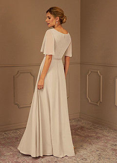 Azazie Tricia Kleider für die Brautmutter A-Linie V-Hals Gefaltet Chiffon Kleid Champagner image8