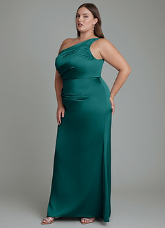 Azazie Akilah Brudtärnklänningar Klänning av Sjöjungfru i Stretch Satin One-shoulder Påfågelblå image11