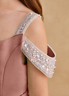 Azazie Judi vestidos de niña de las flores Vestido de Rosa De Cedro de Satin Mate de Corte En A image5