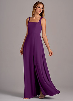 Azazie Debra Bridesmaid Dresses Grape A-Line with Pockets Chiffon Convertible Dress image2