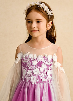 Azazie Zimi vestidos de niña de las flores Vestido de Fucsia de Tul de Princesa con Escote de Corazón image9