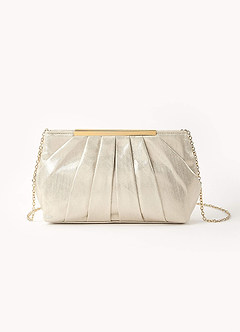 front Metallic Pleated Clutch