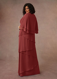 Azazie OHara Mère de la mariée Robes Robe Trapèze en Mousseline de soie Col V Terracotta image2