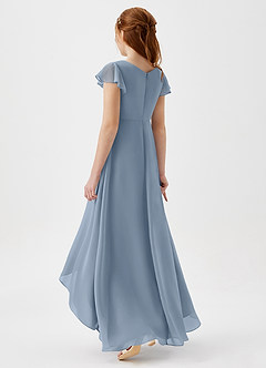 Azazie Breanne Junior Vestido de Azul Polvoriento de Gasa de Corte En A image3