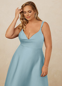 Christian Siriano Bridal for Azazie 1001 Robes de demoiselle d'honneur Robe Trapèze en Satin extensible Encolure en Forme de Cœur Bleu Maussade image16