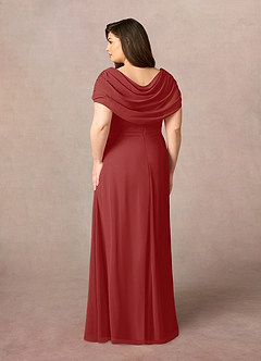 Azazie Mary Mother of the Bride Dresses Rust A-Line Side Slit Chiffon Dress image8