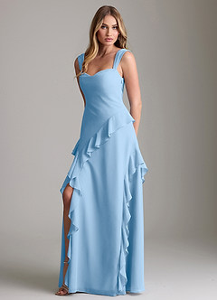 Azazie Sloane Bridesmaid Dresses Powder Blue A-Line Sweetheart Neckline Chiffon Dress image1