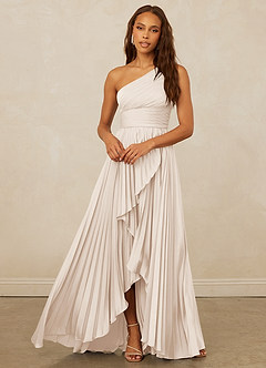 Christian Siriano Bridal for Azazie 1008 Bridesmaid Dresses White Alabaster A-Line One Shoulder Stretch Satin Dress image12