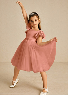 Azazie Kaeya Flower Girl Dresses MAI TAI A-Line Bow Tulle Dress image2