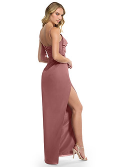 Azazie Jasmine Bridesmaid Dresses Desert Rose Sheath Side Slit Chiffon Dress image2