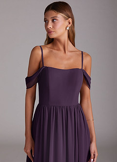 Azazie Calianna Bridesmaid Dresses Plum A-Line Off the Shoulder Chiffon Convertible Dress image7