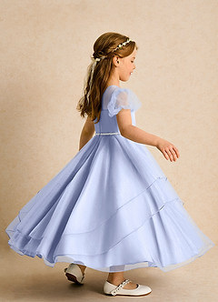 Azazie Duckie Blumenmädchenkleider Ballkleid Plissee Tüll Kleid Eis image2