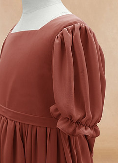 Azazie Joss Flower Girl Dresses Auburn A-Line with Sleeves Chiffon Dress image8