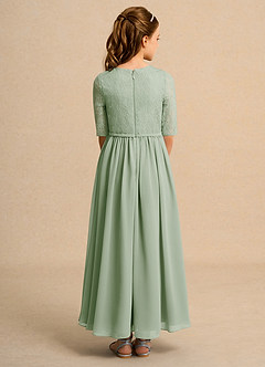 Azazie Pippin Junior Formal vestidos de niña de las flores Vestido de Salvia Polvorienta de Encaje de Corte En A image2