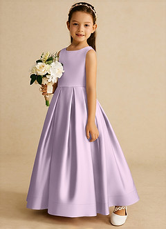 Azazie Cailee Blumenmädchenkleider Ballkleid Plissee Matte Satin Kleid Frostiges Flieder image2