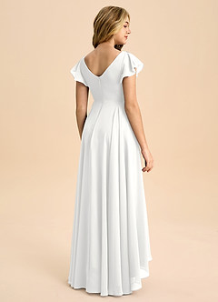 Azazie Caria Junior White A-Line Pleated Chiffon Dress image2