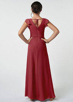 Azazie Claudine Junior Pomegranate A-Line Pleated Chiffon Dress image2