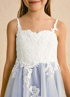 Azazie Coraline Sukienki dla dziewczynek sypiących kwiaty Linia A Koronka Sznurówka Długość kostki Sukienka image6