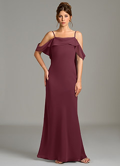 Azazie Kinu Robes de demoiselle d'honneur Robe Sirène en Mousseline de soie Corset Cabernet image3
