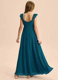 Azazie Carmin Junior Ink Blue A-Line Ruched Chiffon Dress image2