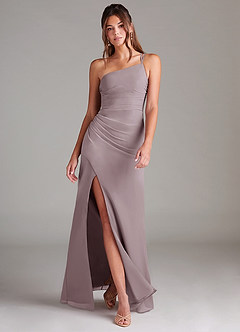 Azazie Eren Brautjungfernkleider Etui One-Shoulder Chiffon Kleid Dämmerung image1