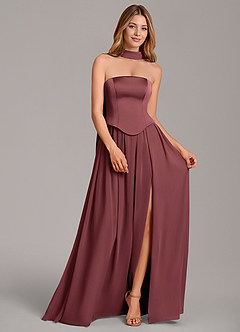 Azazie Cadence Suknie dla druhen Linia A Gorset Satyna elastyczna Do ziemi Sukienka image3