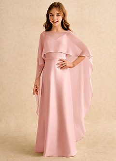 Azazie Fishie Girls Formal Flower Girl Dresses Rosette A-Line Matte Satin Dress image1