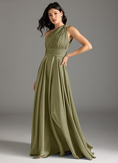 Azazie Charlize Jurken voor bruidsmeisjes Jurk van Stretch Satijn met A-Lijn One-Shoulder Pistache image4