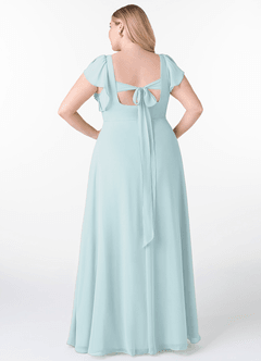 Azazie Syenna Bridesmaid Dresses Mist A-Line Ruched Chiffon Dress image7