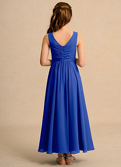 Azazie Ducky Junior Formal Flower Girl Dresses Royal Blue A-Line Pleated Chiffon Dress image2