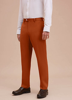 front Ethan Orange Brûlée Pantalon habillé en tissu raffiné
