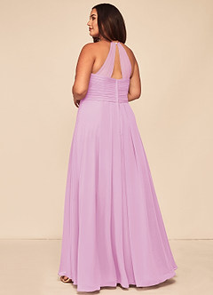 Azazie Ginger Bridesmaid Dresses Candy Pink A-Line Halter Pleated Chiffon Dress image10