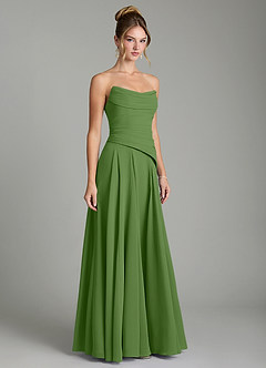 Azazie Gabriela Bridesmaid Dresses Basil A-Line Corset Chiffon Dress image5