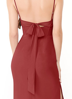 Azazie Mai Bridesmaid Dresses Rust Sheath Pleated Chiffon Dress image6