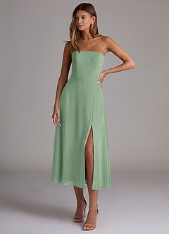 Azazie Wren Bridesmaid Dresses Matcha A-Line Strapless Chiffon Dress image1