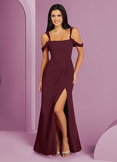 Barbie ♥ Azazie Bridesmaid Dresses Cabernet A-Line Off the Shoulder Chiffon Dress image8