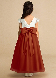 Azazie Pookie Flower Girl Dresses Paprika A-Line Lace Tulle Dress image5