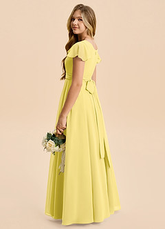 Azazie Cady Junior Canary A-Line Pleated Chiffon Dress image6
