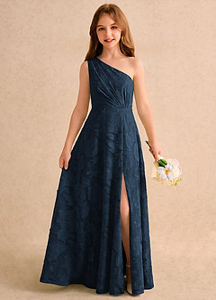 Azazie Pudles Girls Formal Flower Girl Klänningar Klänning A-linje i Blommig Utbrändhet One-shoulder image1