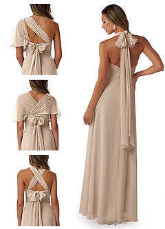 Azazie Fifi Bridesmaid Dresses Taupe A-Line Strapless Chiffon Convertible Dress image8