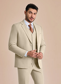 front James Tan Structured Stretch Suit Jacket