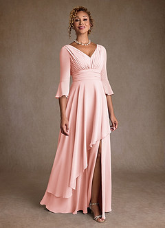 Azazie Eire vestidos de madre de la novia Vestido de Rosa Rubor de Gasa de Corte en A con Plisado image1