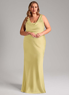 Azazie Rylina Bridesmaid Dresses Lemon Sorbet Mermaid Stretch Satin Dress image9