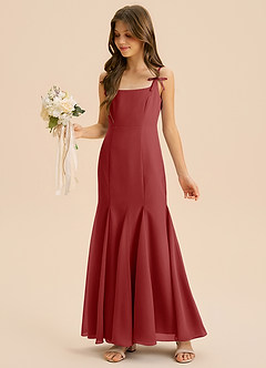 Azazie Evey Junior Abito Sirena in Chiffon Plissettato Ruggine image1