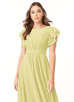 Azazie Daphne Modest Bridesmaid Dresses A-Line Ruffled Chiffon Floor-Length Dress image4