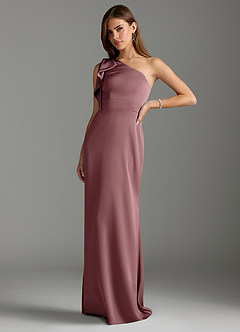 Azazie Rinna Bridesmaid Dresses Vintage Mauve Mermaid Ruched Stretch Satin Dress image4
